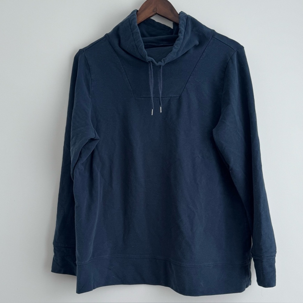 LL Bean‎ Funnel-neck Sweatshirt Pullover Women’s Large PET Navy Blue